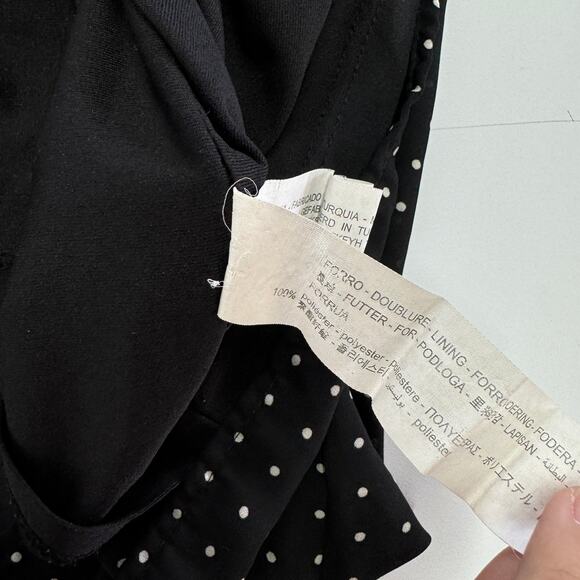 Zara Dress Womens X Small Black White Polka Dot Button Shift Oversized - Picture 6 of 9